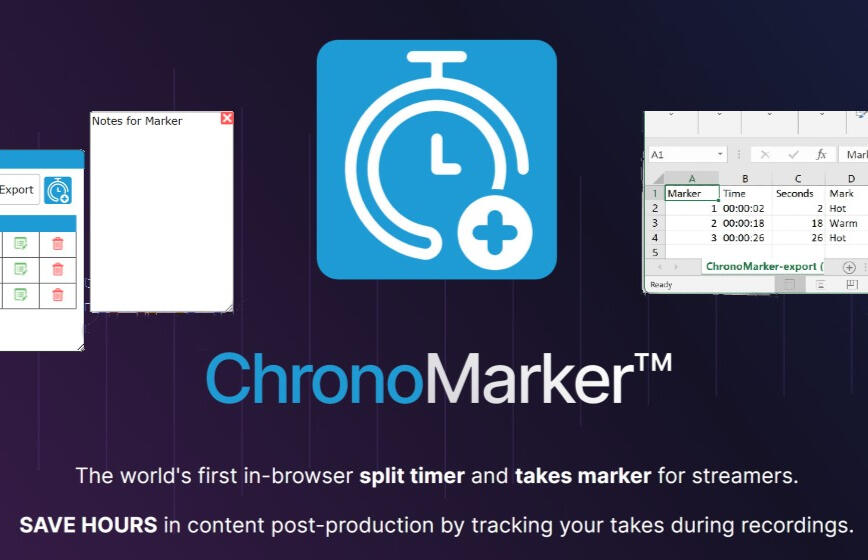 ChronoMarker is a in-browser chrome-based split timer and takes marker.